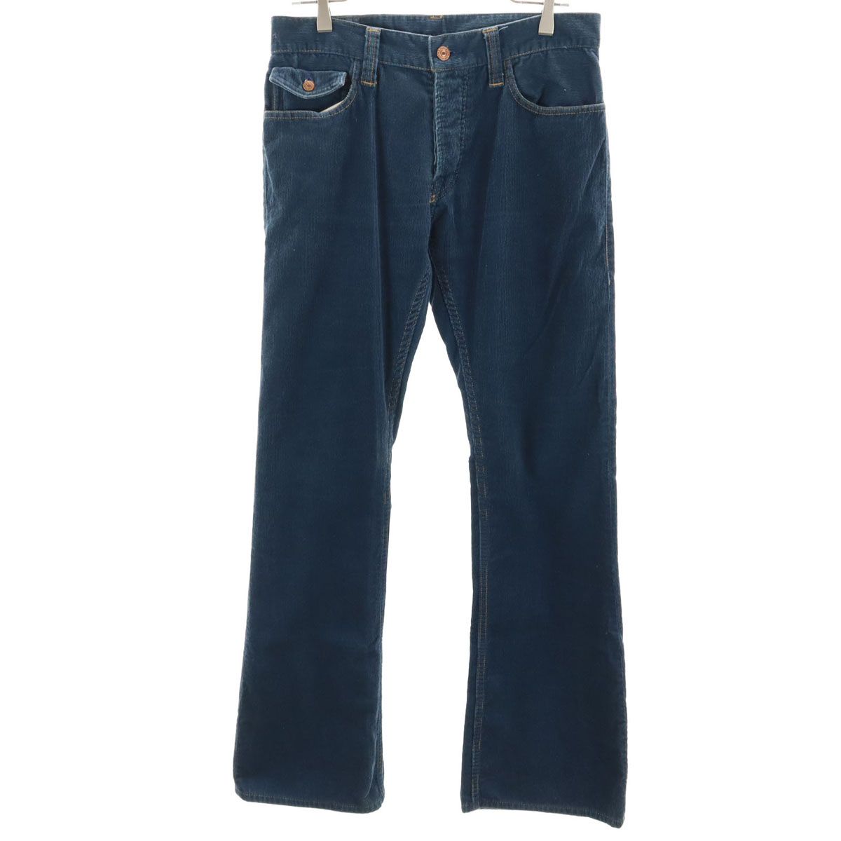 爆買い，人気 SKULL JEANS スカルジーンズ 日本製 MUSTANG コーデュロイ ブーツカットパンツ W32 ネイビー フレア メンズ 古着 その他