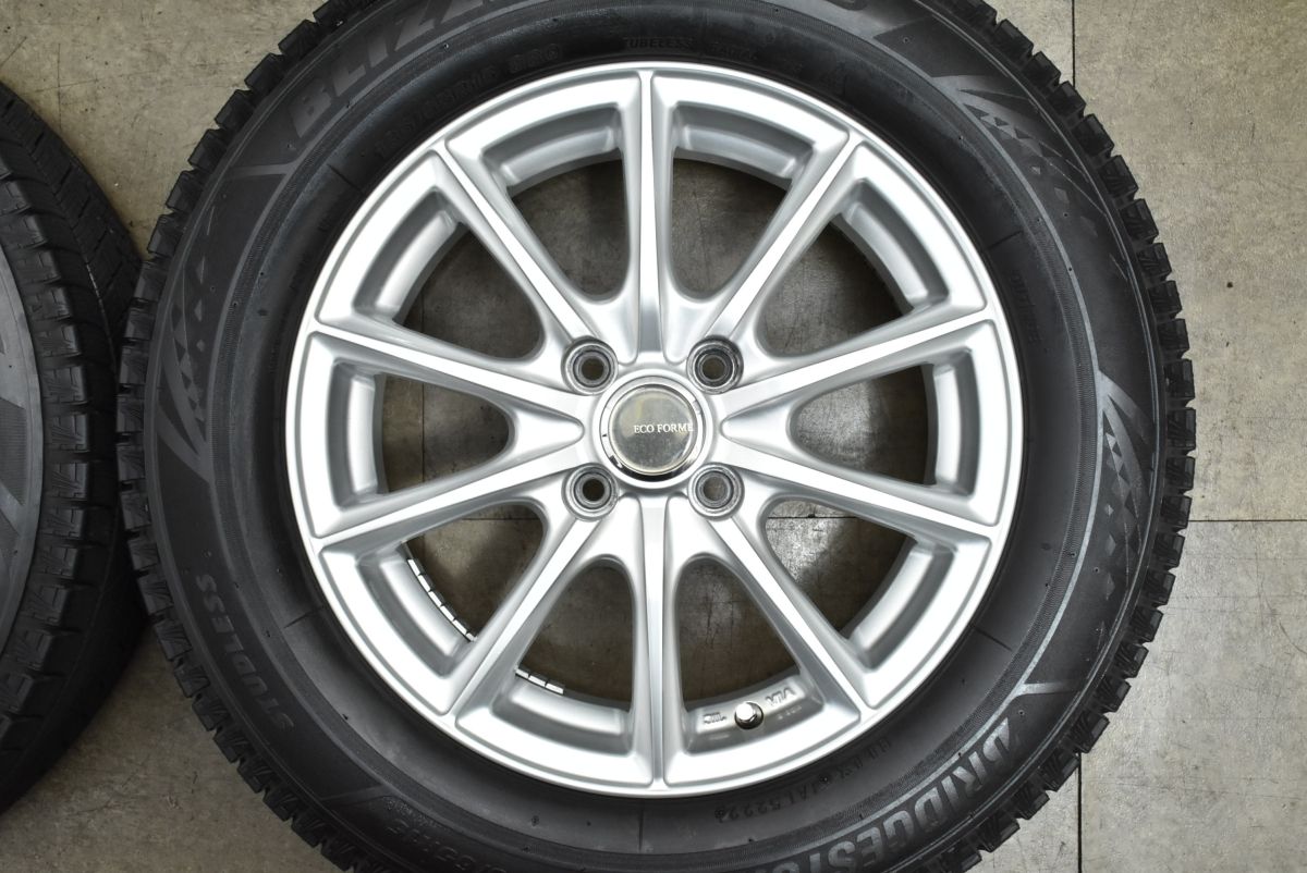  超バリ溝 エコフォルム 15 in 5 J 42 PCD 100 ブリヂストンブリザック VRX 3 185 65 R アクア ヴィッツ カローラフィールダー ノート 15インチ タイヤ ホイールセット