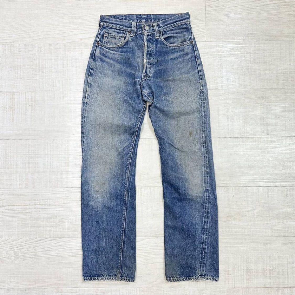 60 s Vintage LEVI 501 BIGE ヴィンテージ リーバイス 赤耳 均等V 平行ステッチ ボタン裏 8 フライボタン 足長R ウエストサイズ 71 cm 位