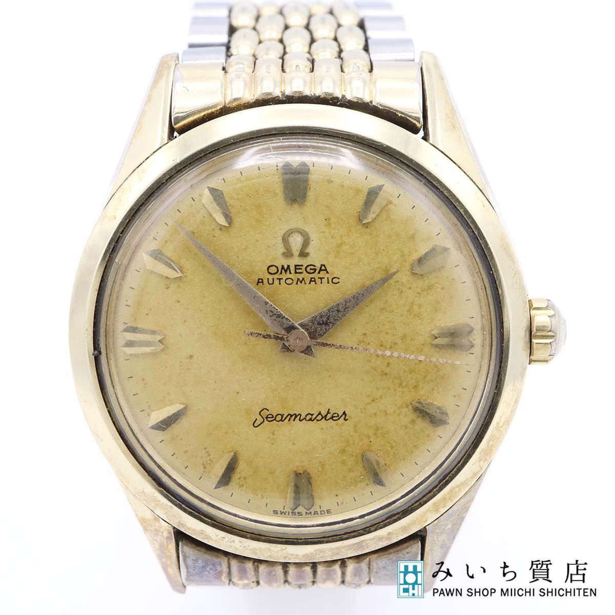 稼働 腕時計 OMEGA オメガ シーマスター cal.471 自動巻き クサビインデックス ベルト 箱コマあり eco 38