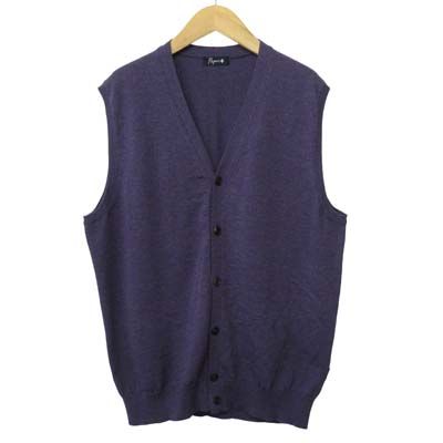 Papas(パパス）圧縮ウール クルミ釦 ウールベスト L パパス Papas ベスト ニット ウール L 紫 - メルカリ