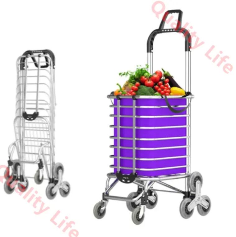 ショッピングカート 8輪 買い物 キャリーカート 買い物カート 折りたたみ 階段台車 荷物運び ートカート 階段昇降 三輪キャスター アルミ合金製 容量35 L 耐荷重35 kg 簡単組立 物品の移動に最適 オレンジ