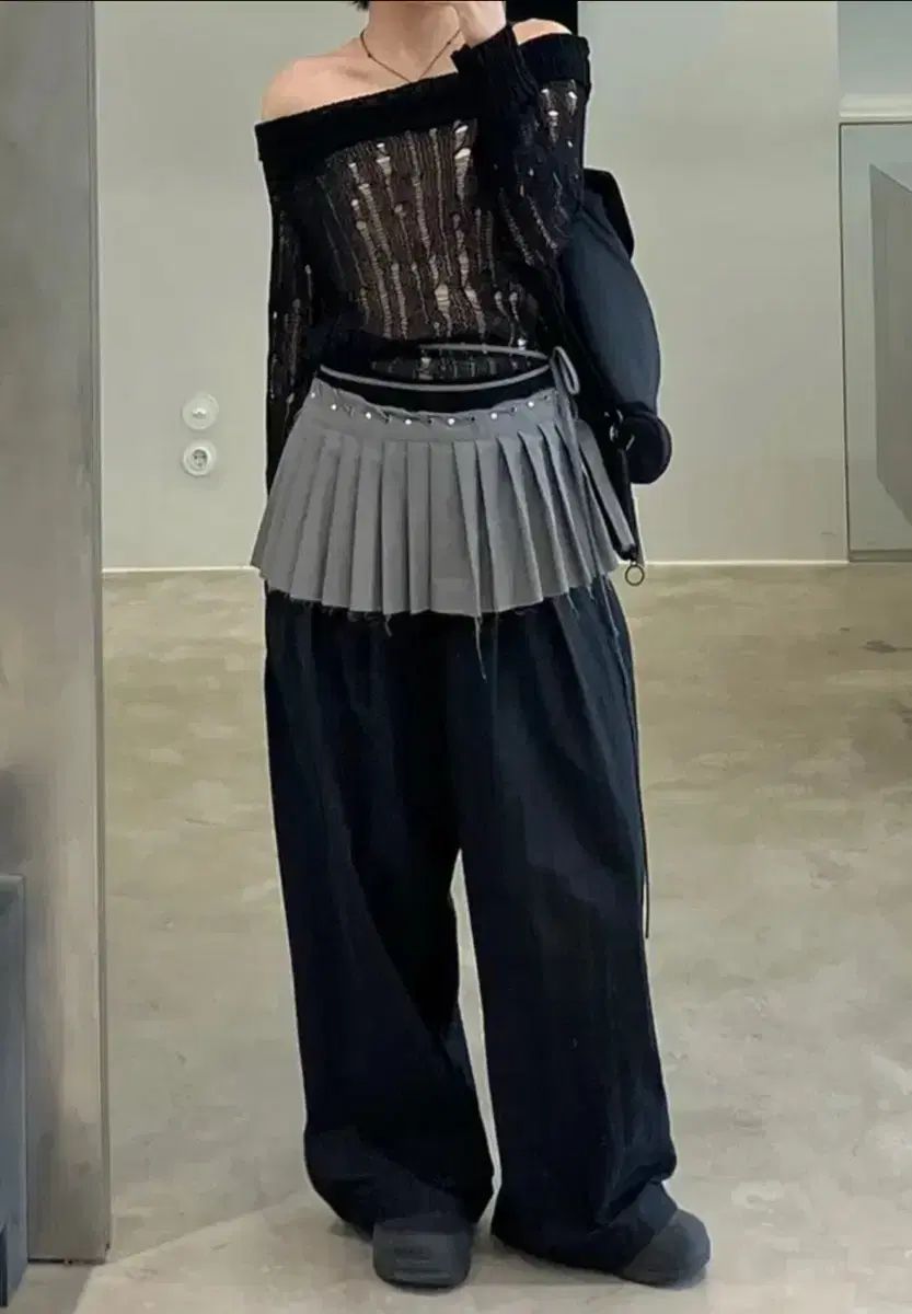 ダイアゴナル プリーツ ラップ スカート