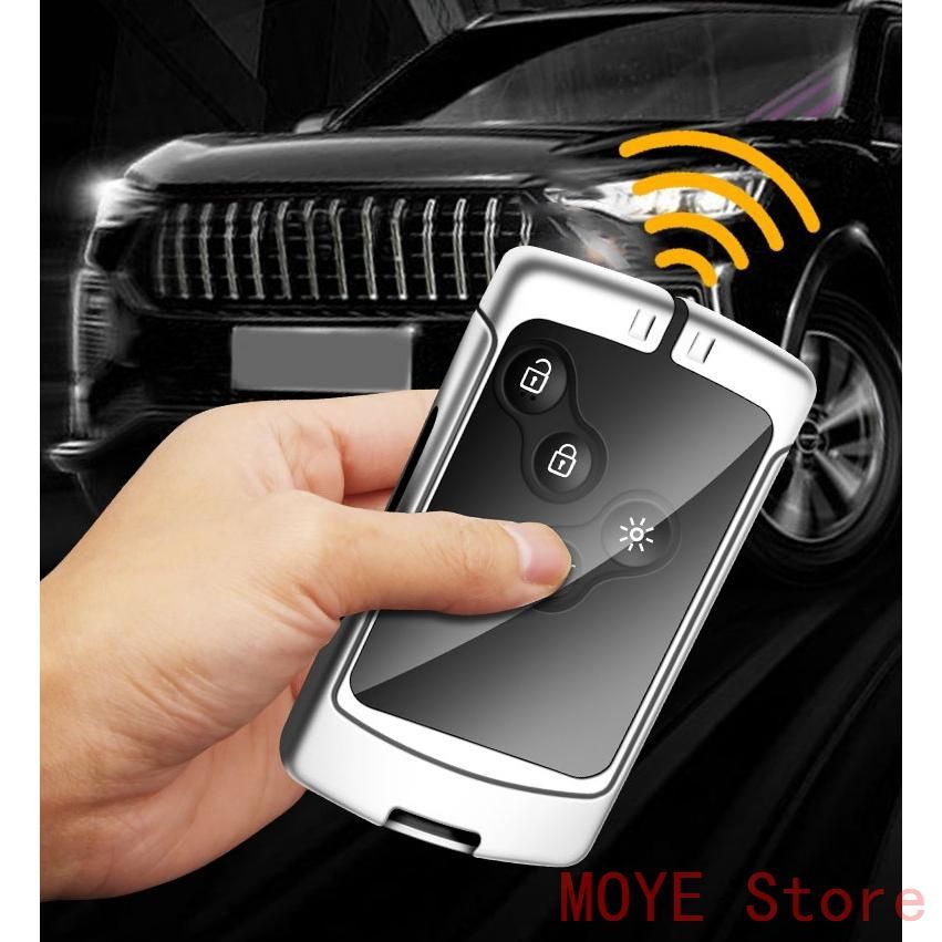 車 新品◆ルノー RENAULT◆シルバー/グレー◆キーケース キーホルダー付き 高級 スマートキーカバーTPU 車 傷のつきにくい 防水 防塵 C番 YSK1203