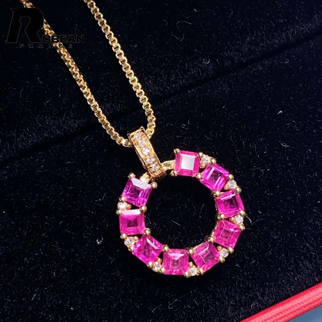 EU製 定価85万円 ROBEAN ルビー ダイヤモンド ペンダント パワーストーン 天然石 勝利の石 プレゼント K 18 18金