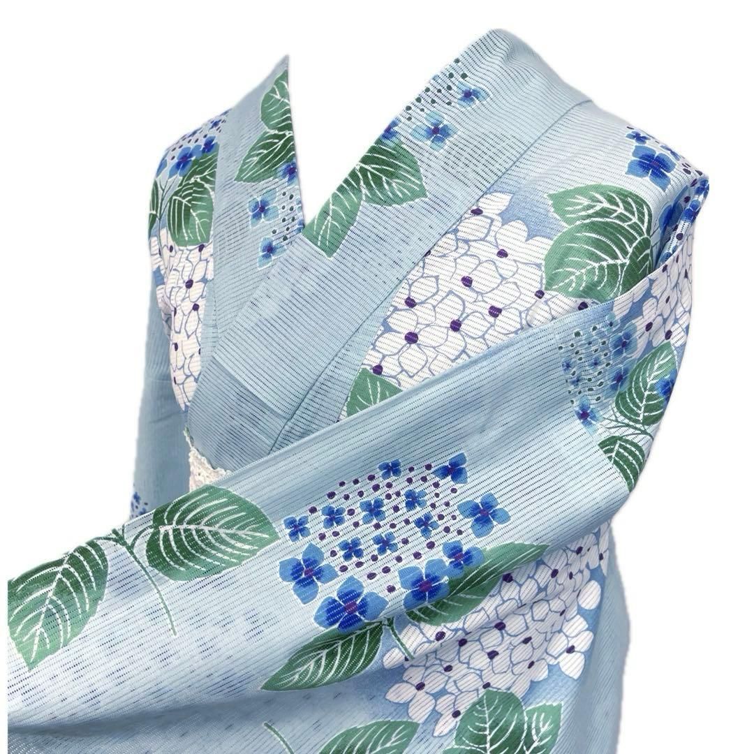 着物と帯 時流 Y 25785 s 浴衣 綿絽 綿 水色 紫陽花