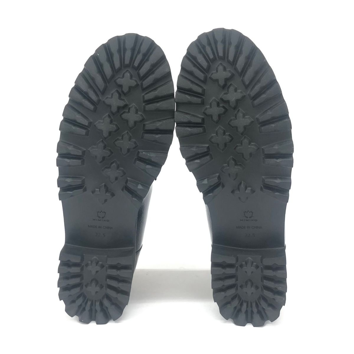 ヒミコ　ビジューつきローファー　黒　24.5 美品 卑弥呼 ヒミコ ローファー 表記サイズ:22.5 レザー ブラック