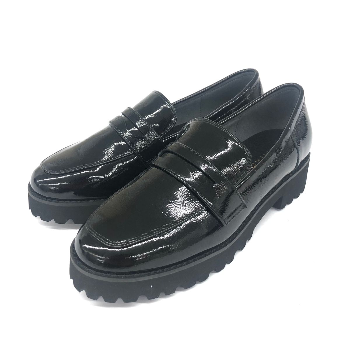 ヒミコ　ビジューつきローファー　黒　24.5 美品 卑弥呼 ヒミコ ローファー 表記サイズ:22.5 レザー ブラック