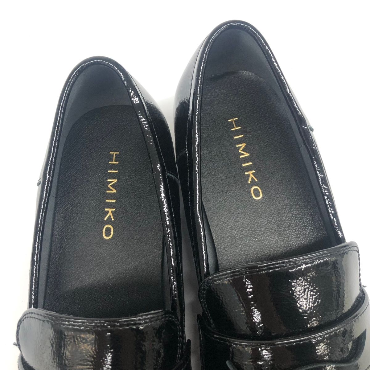 ヒミコ　ビジューつきローファー　黒　24.5 美品 卑弥呼 ヒミコ ローファー 表記サイズ:22.5 レザー ブラック
