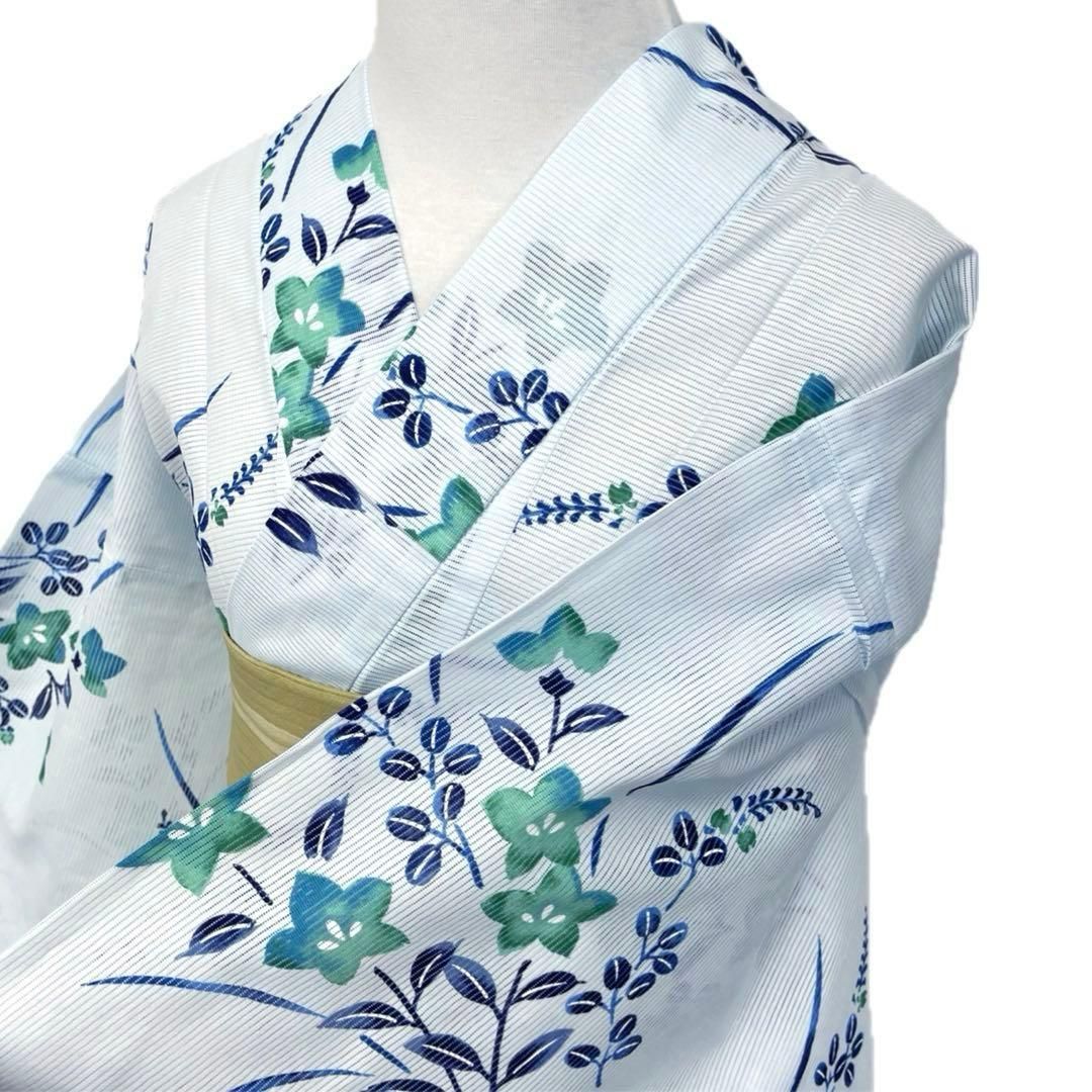 着物と帯 時流 Y 25780 s 浴衣 綿絽 綿 水色 桔梗