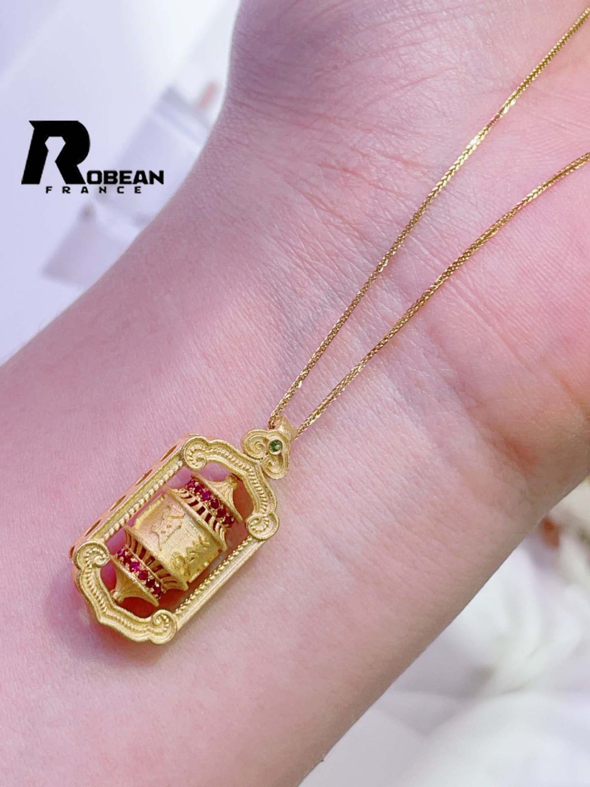 上品 EU製 定価161万円 ROBEAN ルビー ダイヤモンド ペンダント パワーストーン 天然石 勝利の石 プレゼント K 18 18金