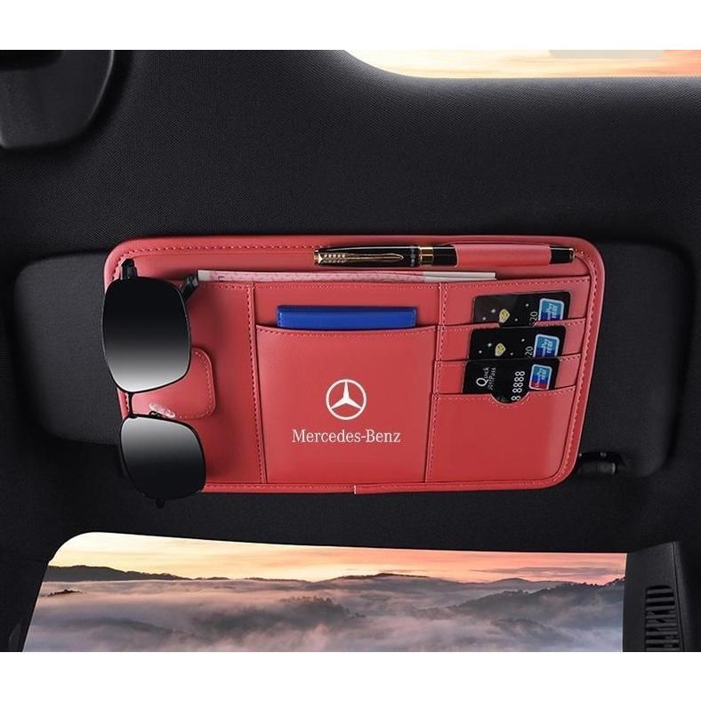 ☆メルセデス?ベンツ BENZ☆レッド☆サンバイザーポケット 車用 小物