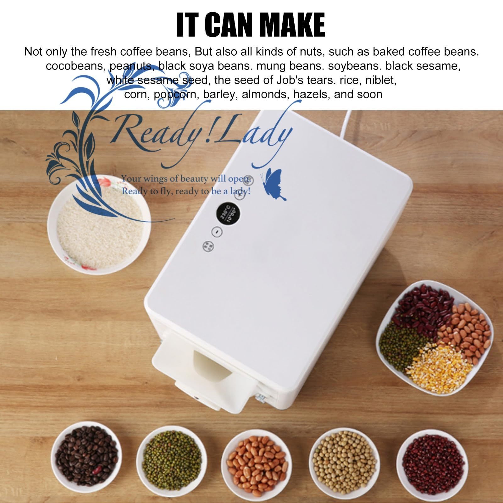 1600 W 1 5 kg ピーナッツロースター コーヒー豆ナッツピーナッツカシュー栗焙煎機 100 250℃温度調節