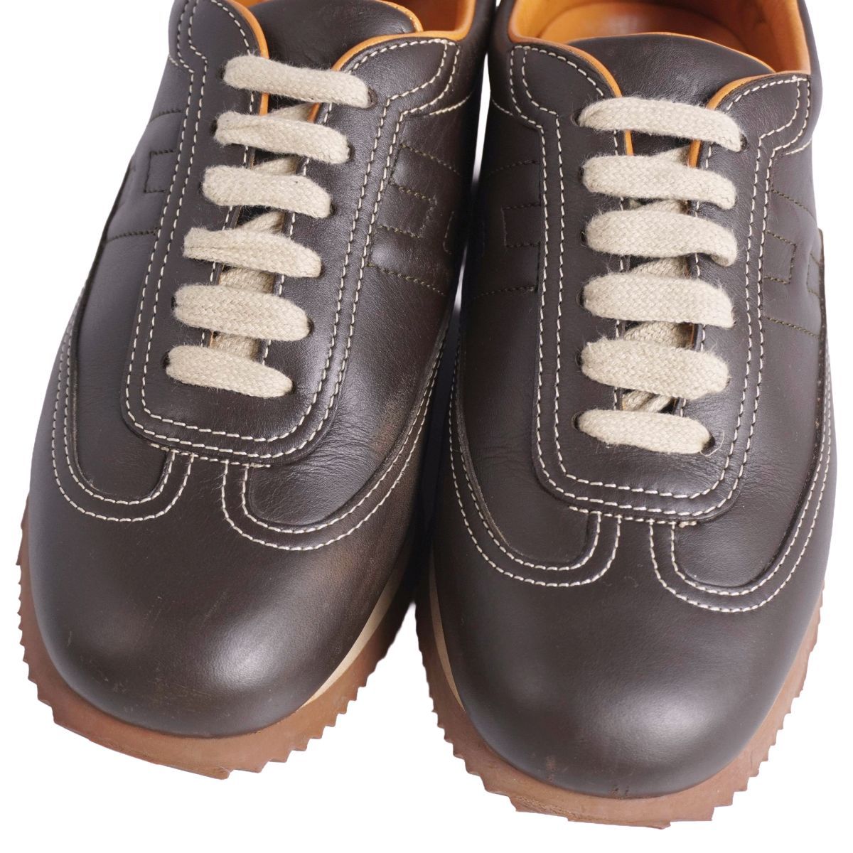 エルメス HERMES スニーカー ローカット Hロゴ クイック レザー シュー