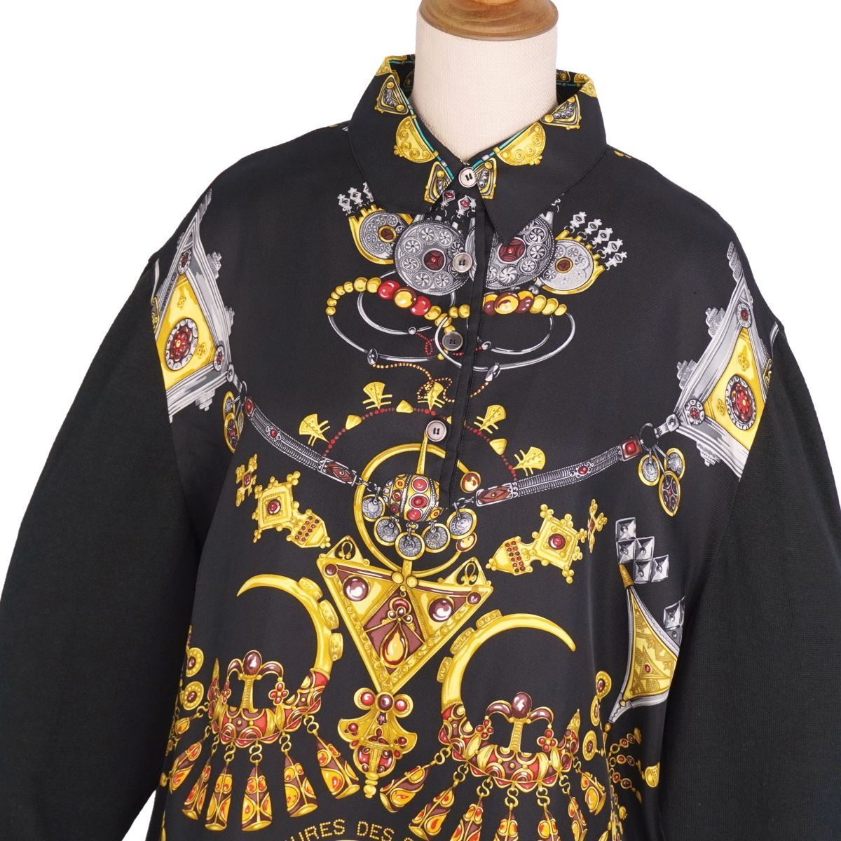 美品 Vintage エルメス HERMES シャツ ブラウス 長袖 シルク切り