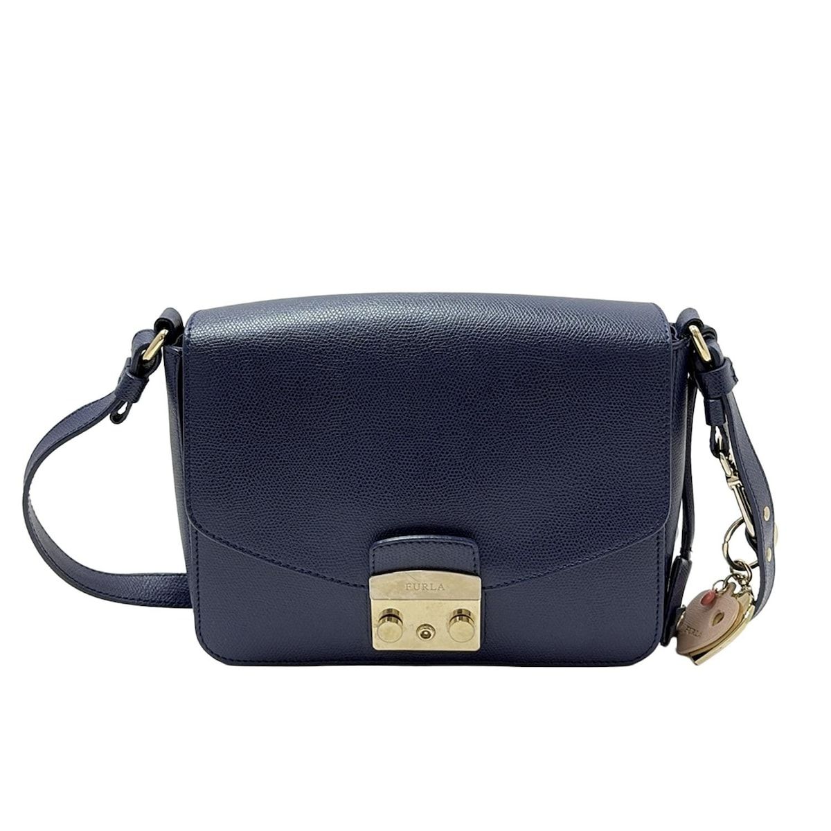 FURLA(フルラ) ショルダーバッグ美品 メトロポリス ネイビー レザー FURLA(フルラ) ショルダーバッグ美品 メトロポリス ネイビー レザー