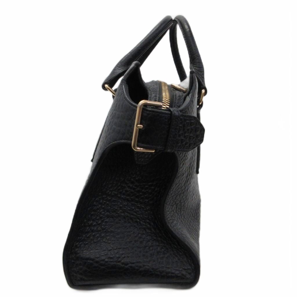 BURBERRY 黒レザートートバッグ ゴールド金具付き バーバリー BURBERRY トートバッグ ハンドバッグ レザー ゴールド金具