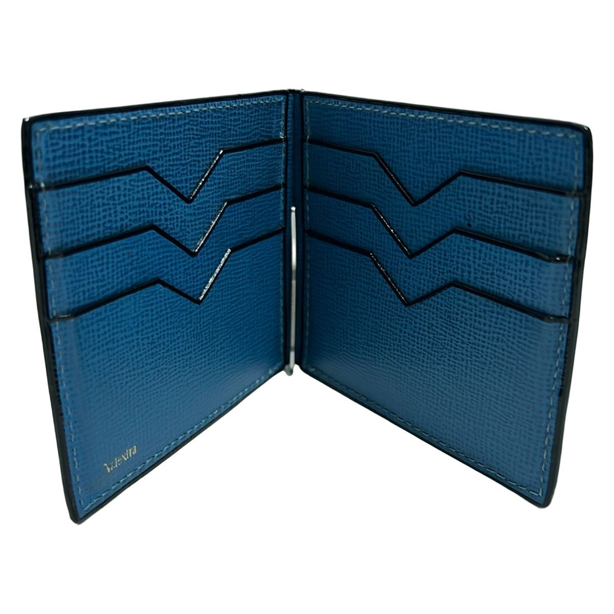 Valextra(ヴァレクストラ) カードケース - ブルー マネークリップ付き