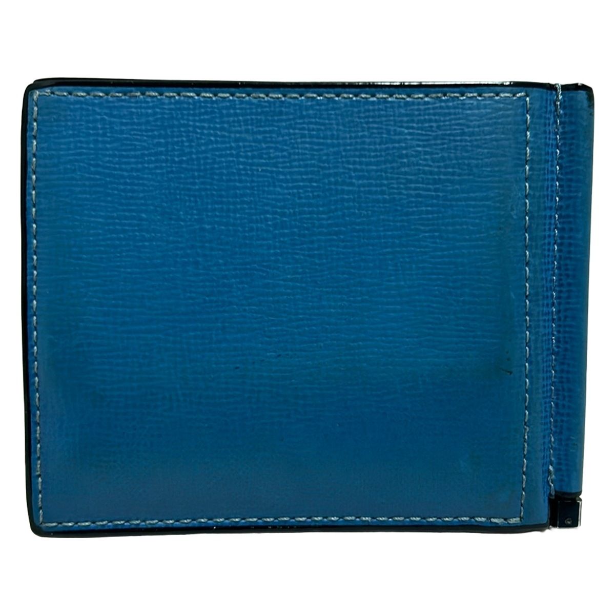 Valextra(ヴァレクストラ) カードケース - ブルー マネークリップ付き