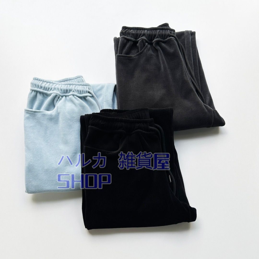 韓国Rest recreationカジュアルビロードゆったり着やせスウェットパンツストレートパンツ