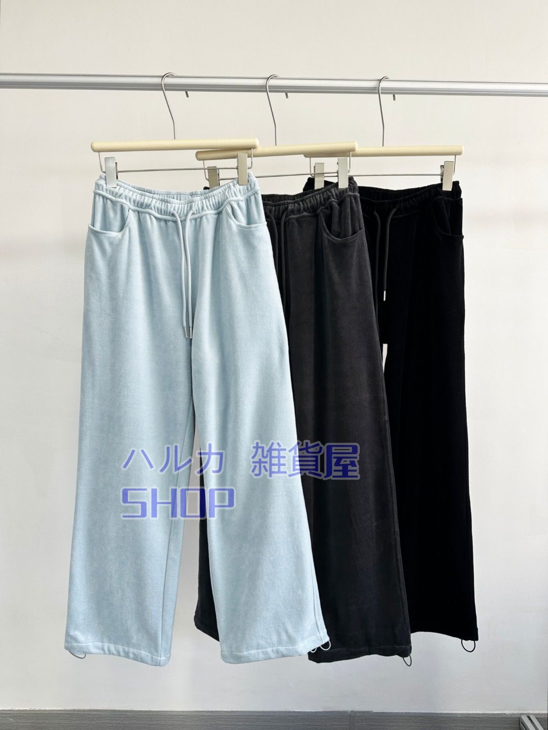 韓国Rest recreationカジュアルビロードゆったり着やせスウェットパンツストレートパンツ