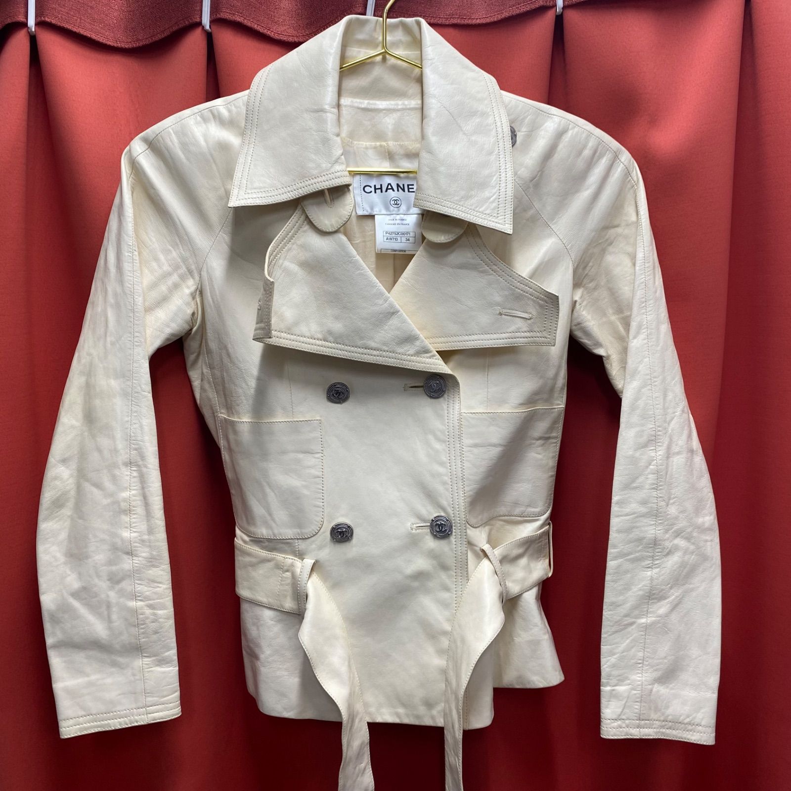 超希少 CHANEL シャネル ラムスキン レザー ジャケット ライダース