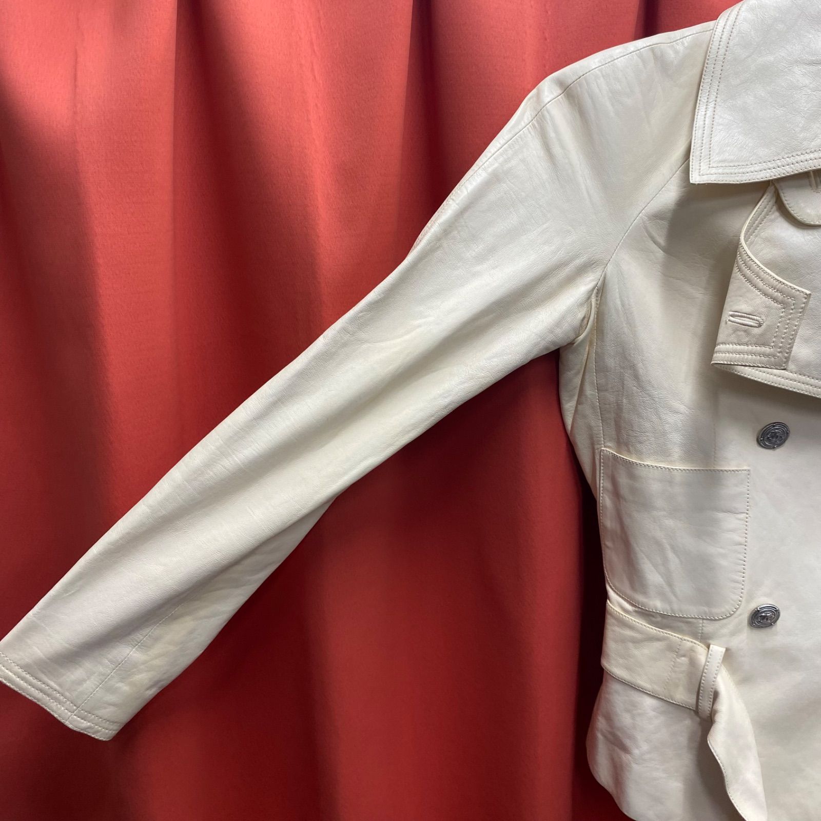 【希少】CHANEL ラムスキン レザージャケット ビーズ装飾 裏地シルク 超希少 CHANEL シャネル ラムスキン レザー ジャケット ライダース