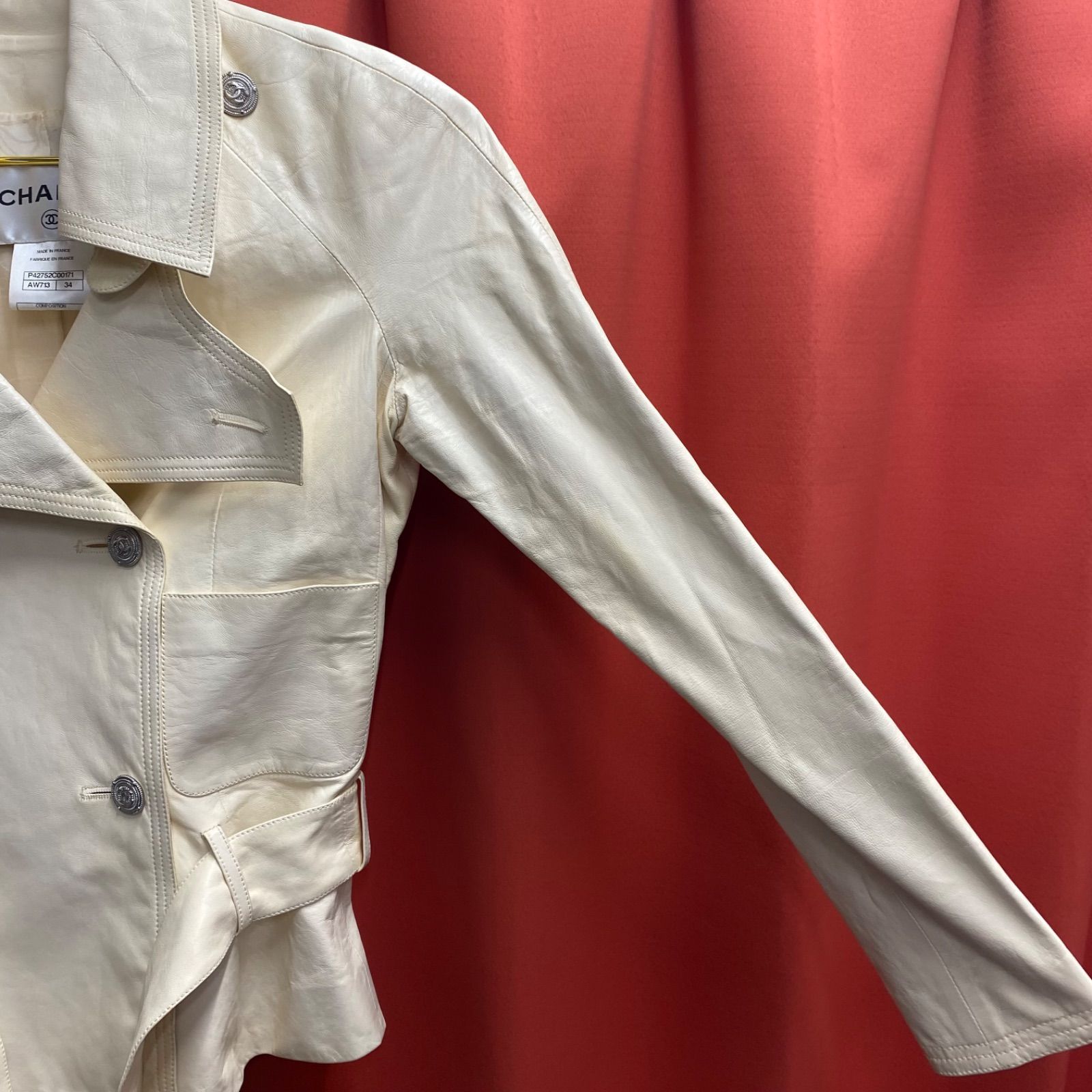 超希少 CHANEL シャネル ラムスキン レザー ジャケット ライダース