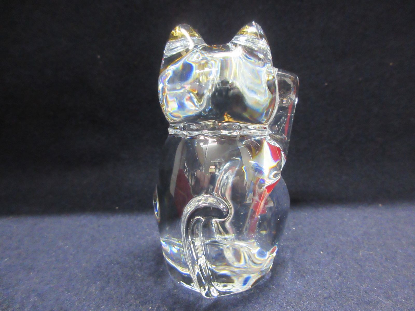 バカラ Baccarat 招き猫 レッドオクトゴン クリスタル 置物 高さ：10.5