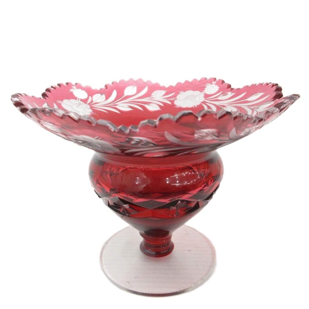 DRESDEN KRISTALL ドレスデン クリスタル ボウル ガラス アンティーク 赤