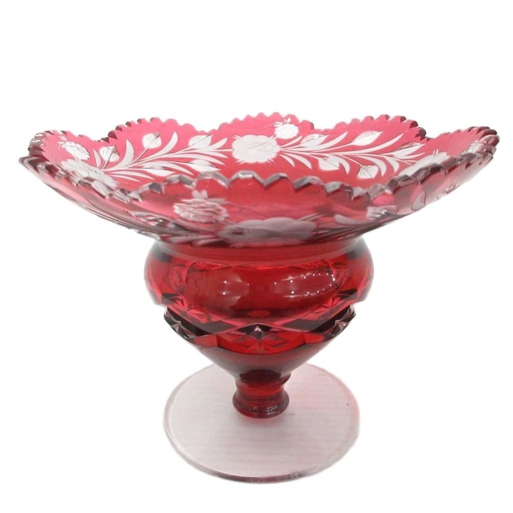 DRESDEN KRISTALL ドレスデン クリスタル ボウル ガラス アンティーク 赤