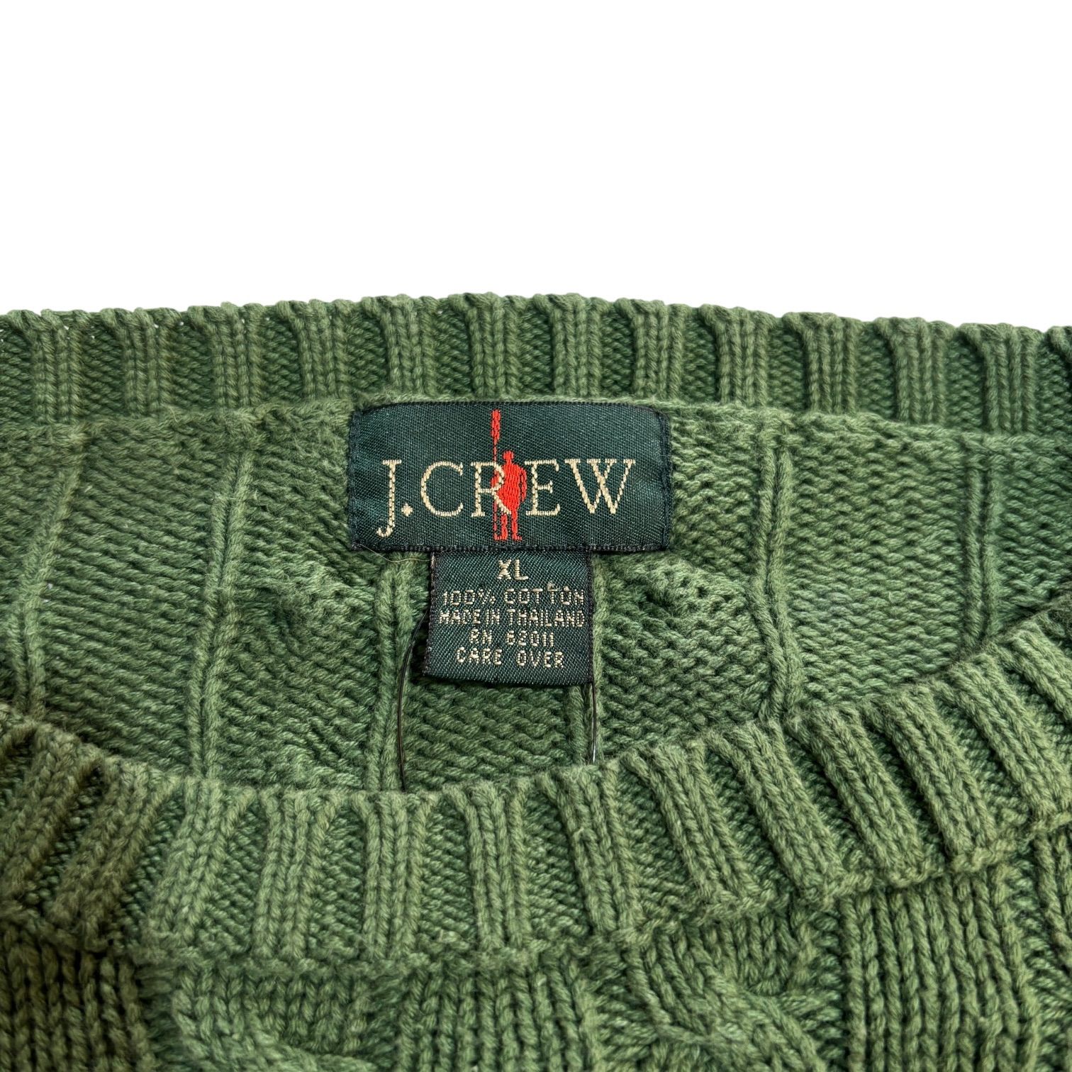 90s 巨人タグ J.CREW Cable Cotton Knit Sweater XL ケーブル コットン