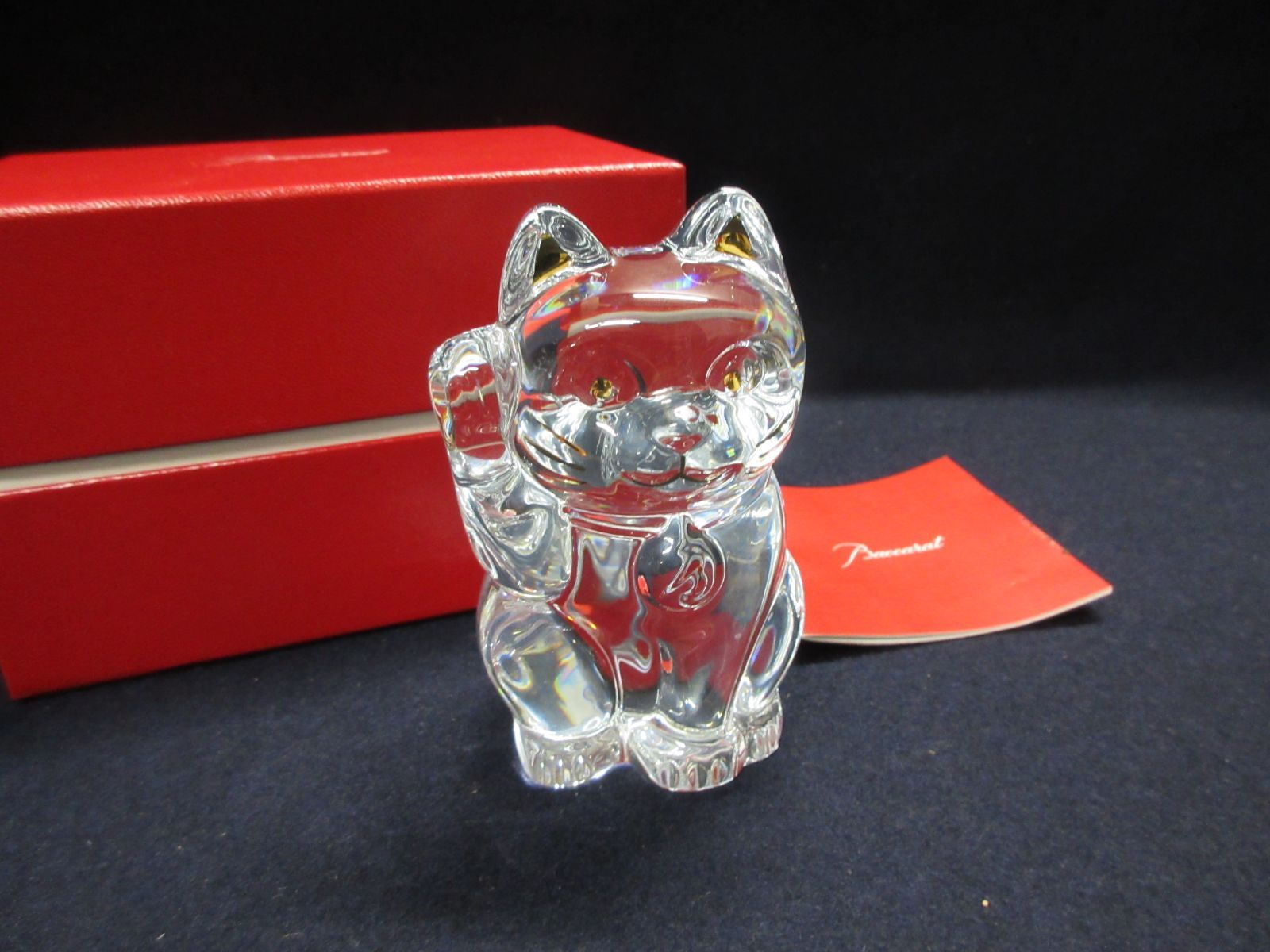バカラ Baccarat 招き猫 クリスタル 置物 高さ：10.5㎝ 箱付き