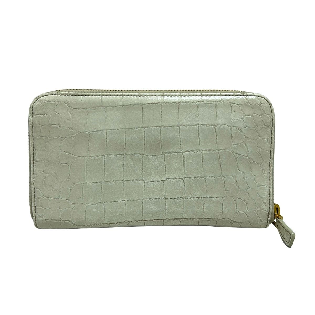 miumiu ミュウミュウ 長財布 ベージュ 型押し加工 レザー