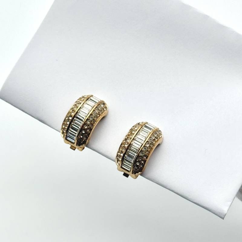 美品 Dior ラインストーン イヤリング ゴールド クリスチャン