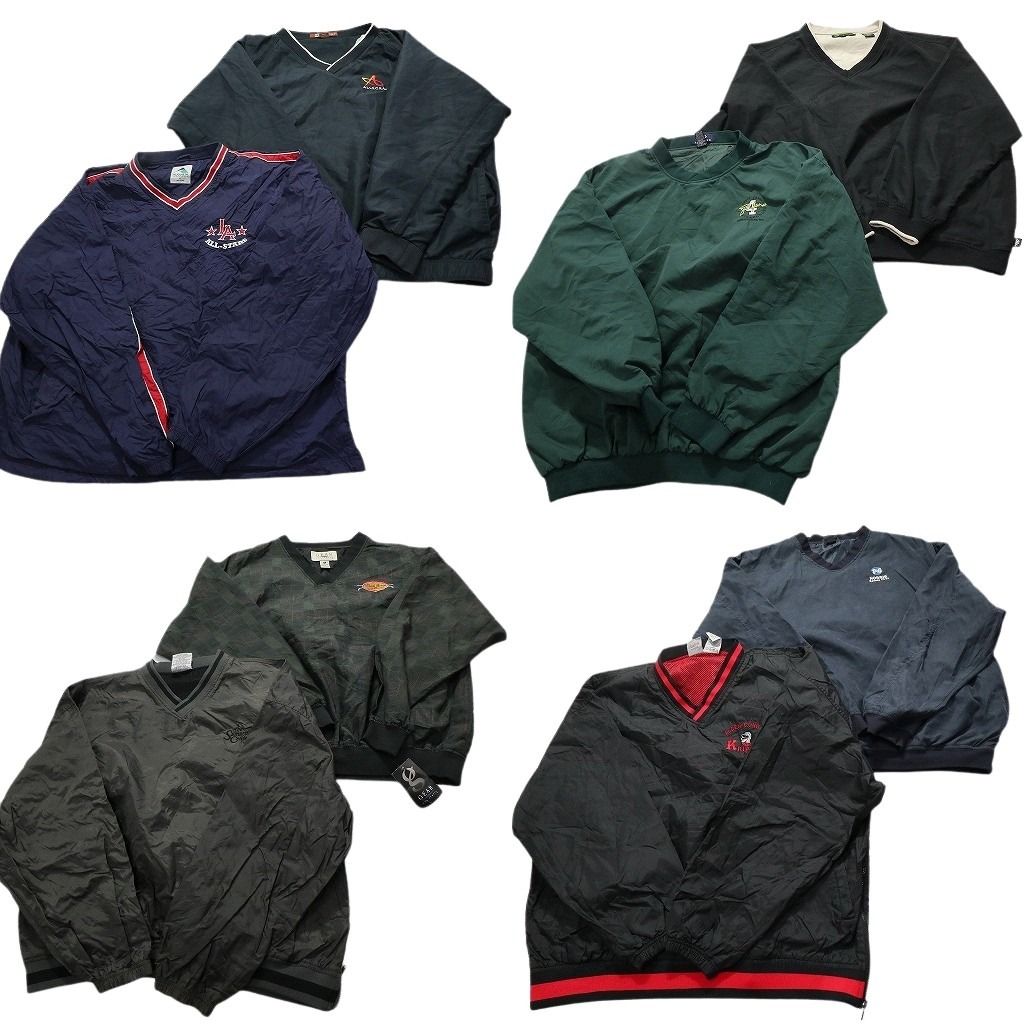 古着卸 まとめ売り プルオーバー ジャケット 8枚セット (メンズ XL ) デッドストック ワンポイント チェック  古着 NC8609