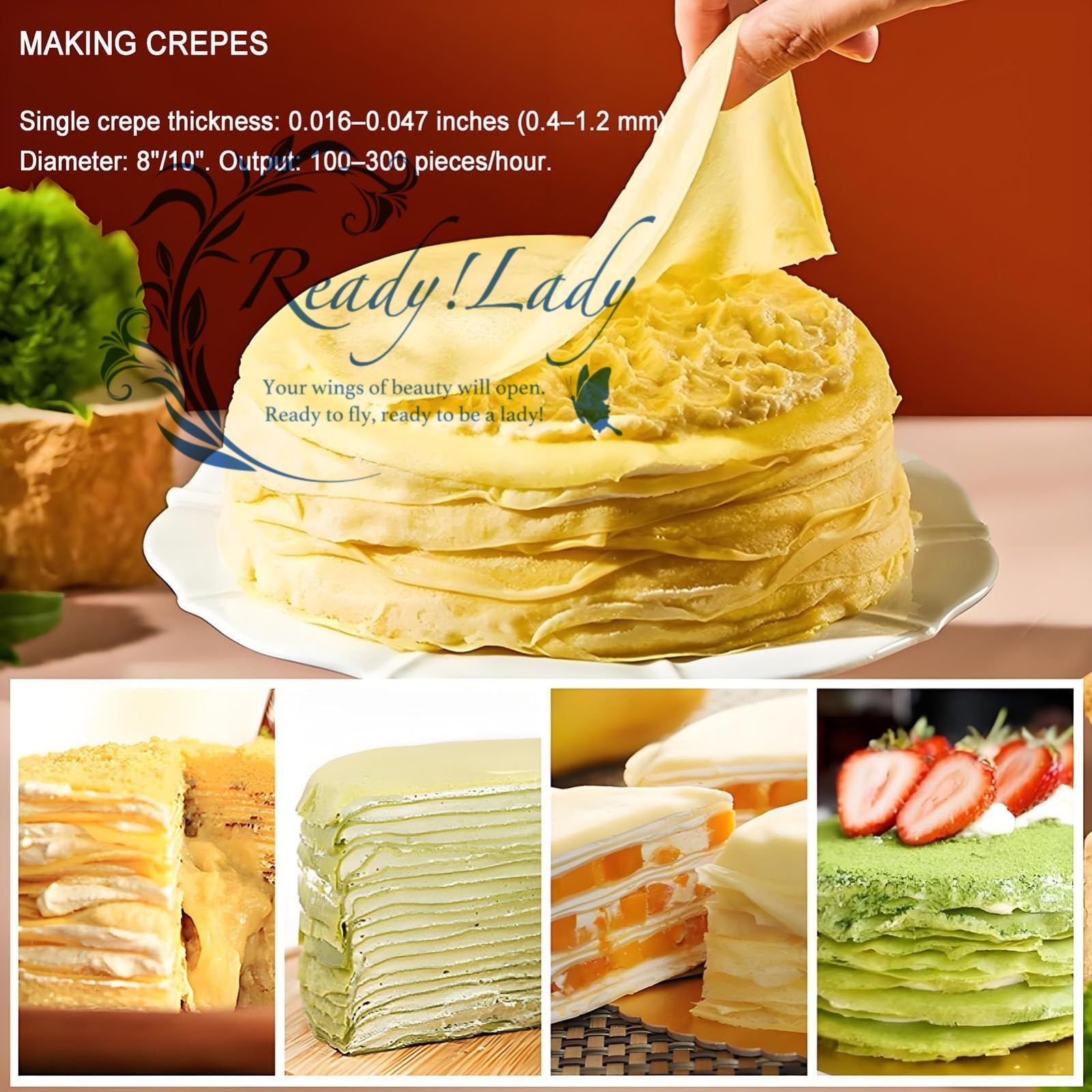 業務用全自動ケーキメーカー ミルクレープ機 卵皮クレープメーカー 速度調整 均一加熱 トルティーヤ マンゴー ドリアンラザニア用