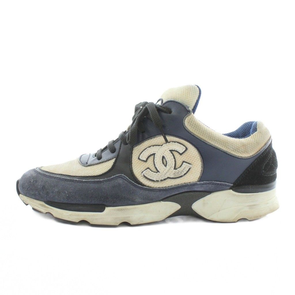 シャネル CHANEL スニーカー スエード レザー ローカット ココマーク