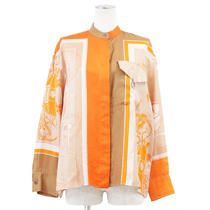 HERMES ツイルレーヌアンサンブル HERMES エルメス ツイルレーヌシャツ 2023SS エクスリブリス プリント