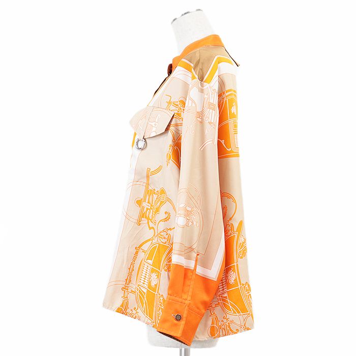 HERMES エルメス ツイルレーヌシャツ 2023SS エクスリブリス プリント