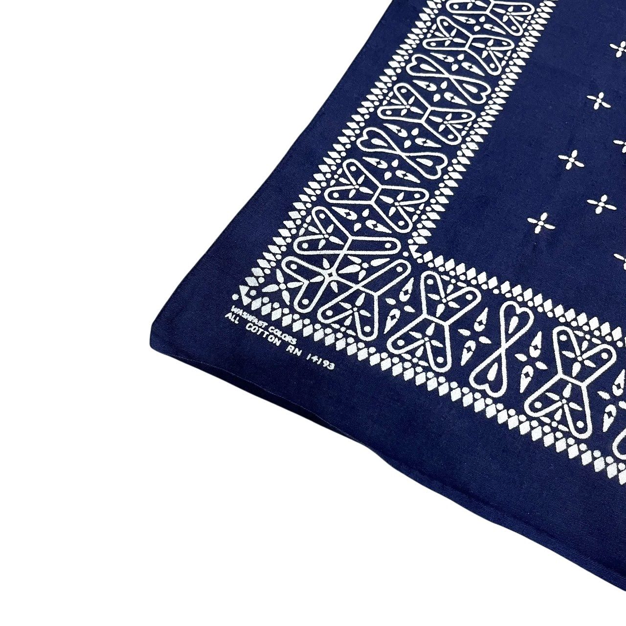 60s ビンテージ クロス柄 コットン バンダナ ネイビー RN14193 60年代