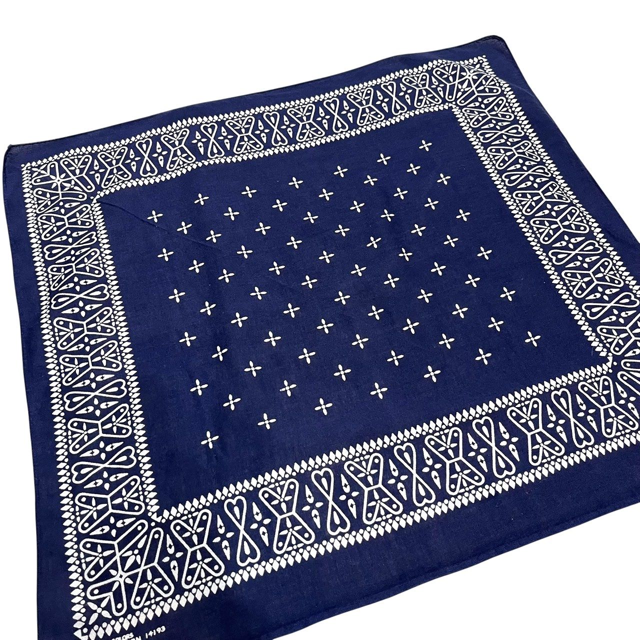 60s ビンテージ クロス柄 コットン バンダナ ネイビー RN14193 60年代