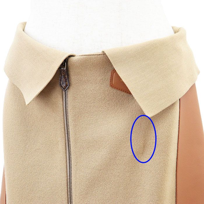高級 LOUIS VUITTON ヴィトン レザースカート キャメル 茶 34 LOUIS VUITTON ルイ・ヴィトン スカート ニット x レザー 2023SS LV