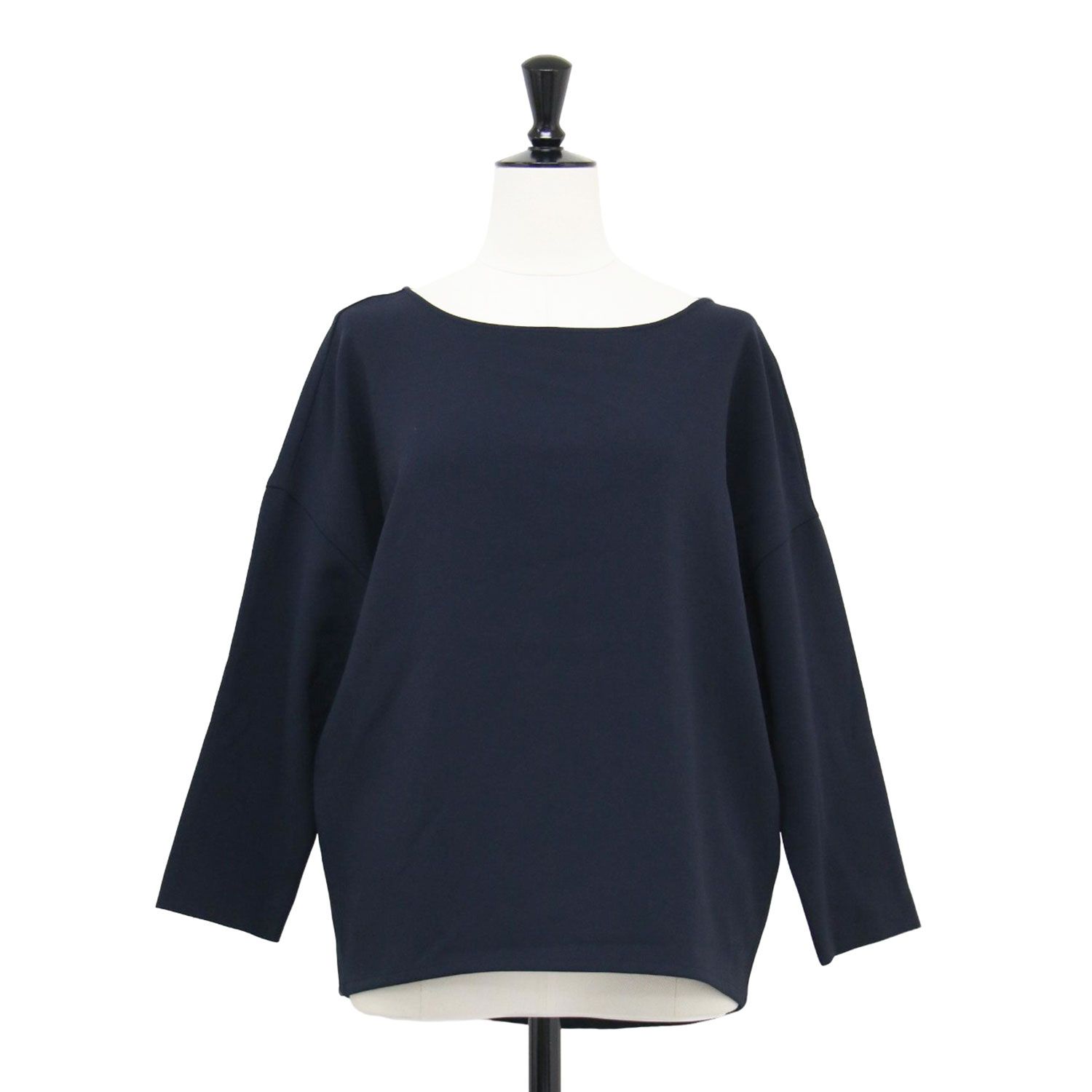 SOEJU ソージュ ブラウス ネイビー 紺 サイズ:M | ダブルクロス 8分袖 コクーンブラウス | プルオーバー ドロップショルダー ドルマン ストレッチ | トップス シャツ カットソー【レディース】【中古】【K4653】 SOEJU ソージュ ブラウス ネイビー 紺 サイズ:M | ダブルクロス 8分袖