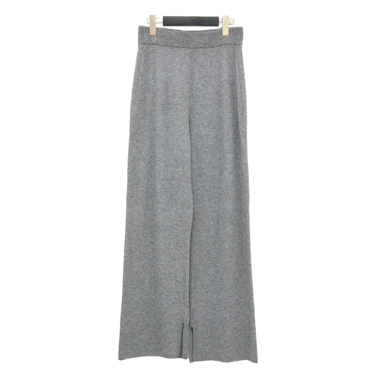 COCUCA コキュカ パンツ グレー サイズ 23秋冬 ニット ストレート ワイド フ ウエストゴム スリット ウール ボトムス ズボン レディース