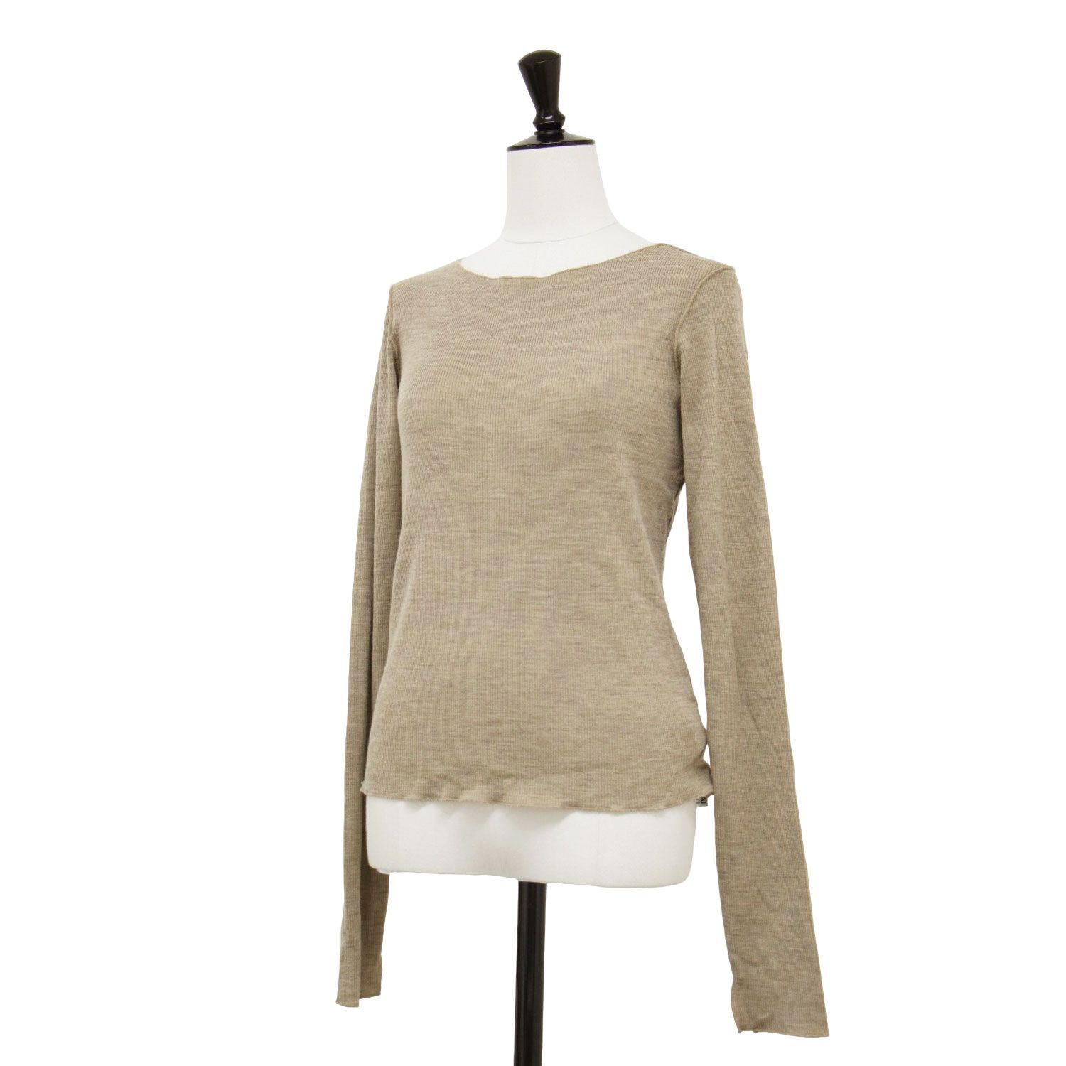 Plage プラージュ カットソー ベージュ サイズ:FREE | 24秋冬 ウールジャージー ボートネック プルオーバー | wool Jersey boat N pullover | 長袖 スリット コンパクト | 日本製 | トップス Tシャツ【レディース】【中古】【K4653】 Plage プラージュ カットソー ベージュ サイズ:FREE | 24秋冬 ウール