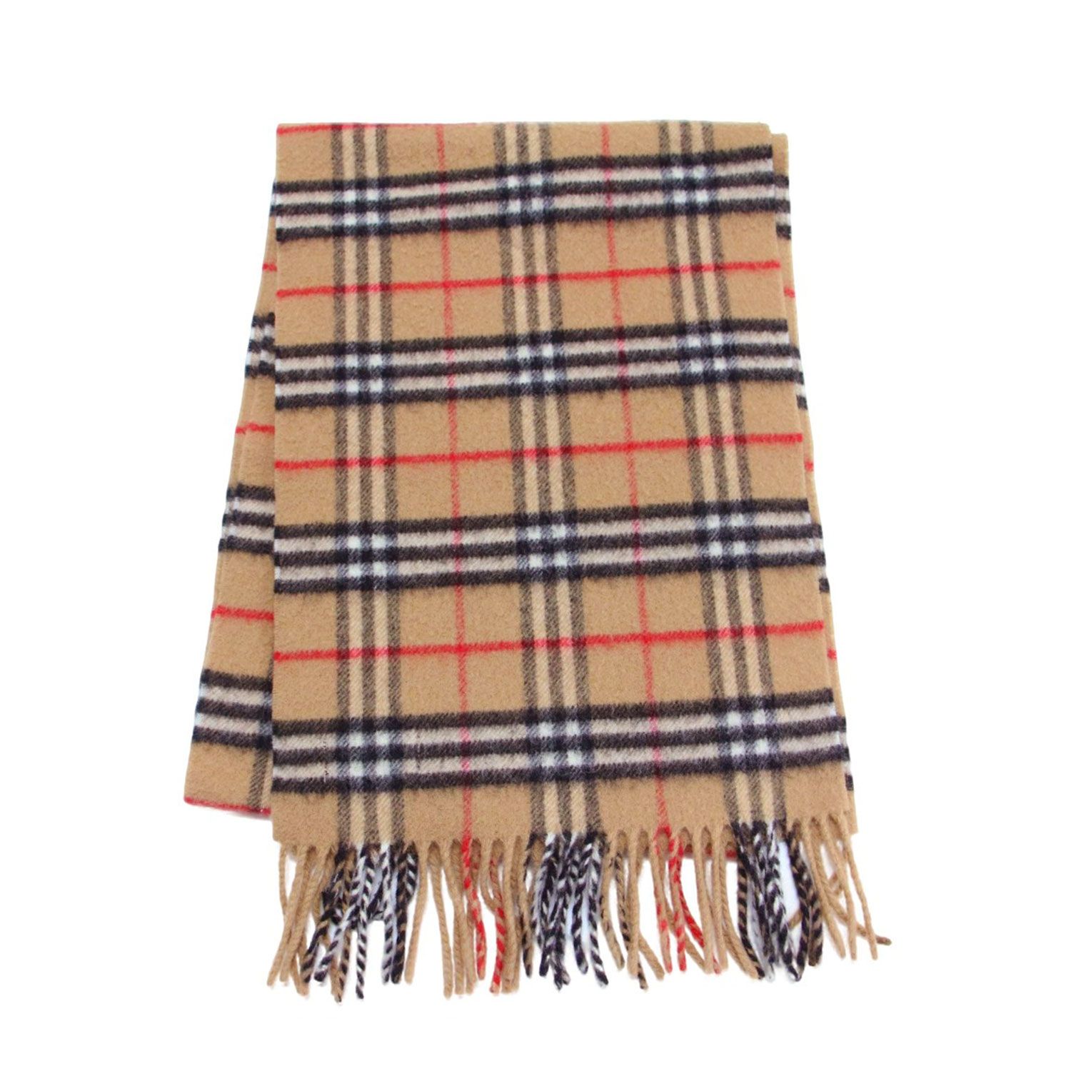 BURBERRY バーバリー チェック ウール マフラー / ストール | フリンジ