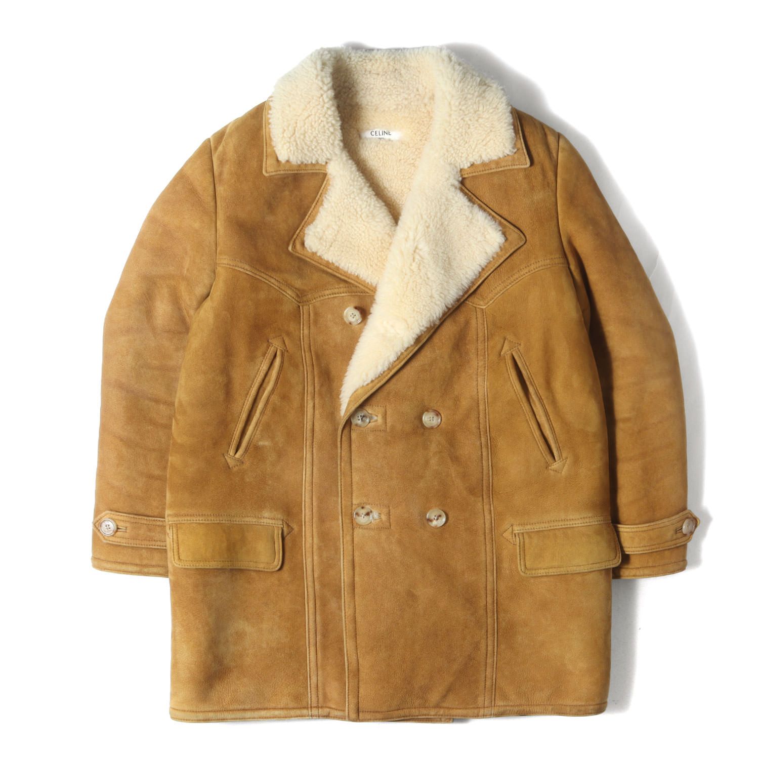 CELINE セリーヌ コート ベージュ サイズ:46 | 裏ボア ムートン レザー