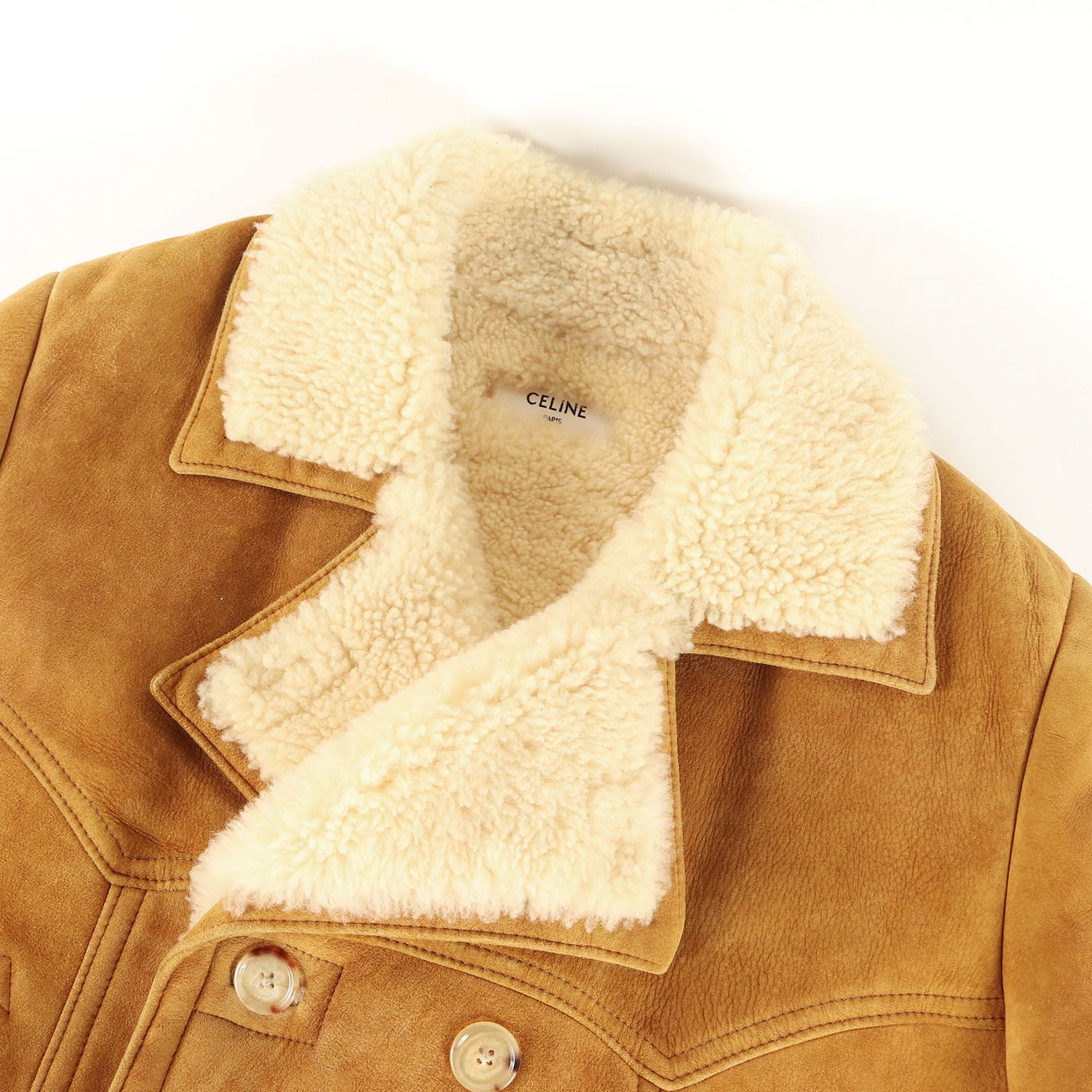 CELINE セリーヌ コート ベージュ サイズ:46 | 裏ボア ムートン レザー