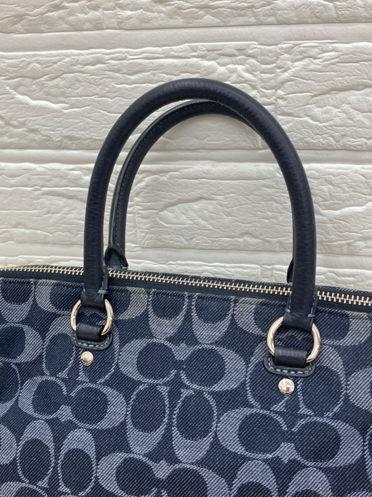 美品】COACH コーチ 2wayショルダーバッグ デニム ブルー キャンバス